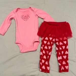 Pink and Red Heart Baby Outfit